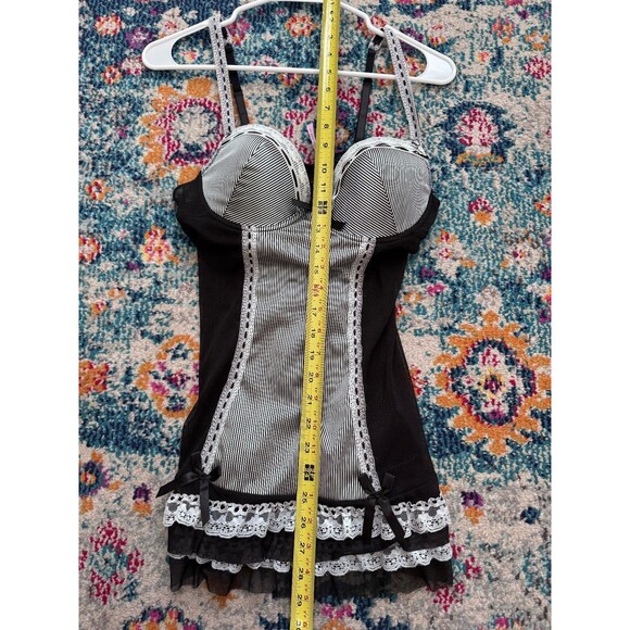 Vtg Y2k Native Intimates 36B‎ Lingerie Dress Black Lace Satin Whimsigoth - Picture 3 of 6